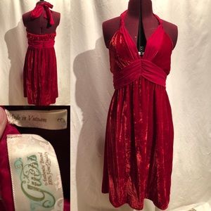 Guess Red Velvet Halter Dress NW/OT